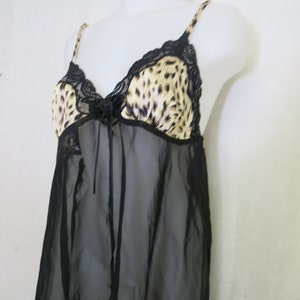 Baby Doll Black Chiffon nightgown Leopard