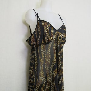 Leopard Chiffon Nightgown: Adjustable Straps, Size XL