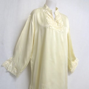 Silk Nightgown 1980s Nightgown Lemon Meringue Silk Nightgown