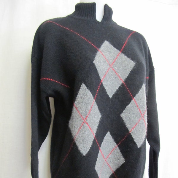 Angora Sweater Black Argyle Tunic Sweater RAFAELLA