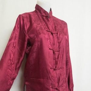 Silk Chinese Jacket Burgundy Red Reversible to Black