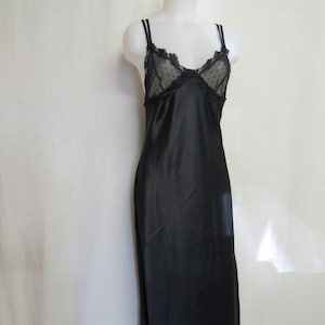 Black Satin Nightgown Black Lace Nightgown Low Cut European design