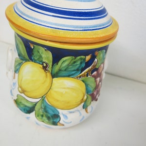 Deruta Italiano Lata Limões Açúcar Farinha Chá Lata Branco Amarelo Azul Grande