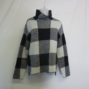 Black and White Retro Sweater Geometric Sweater 1990&#39;s Donna Karan DKNY