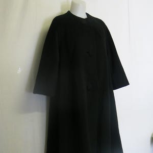 Black Wool/Cashmere Swing Coat 1950&#39;s Coat Monsieur Duval
