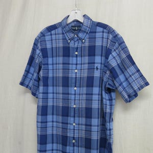 Madras Plaid Cotton Shirt Vintage Ralph Lauren Medium