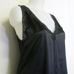 Black Nightgown Black Lace Nightgown 1970&#39;s Hera Medium Black Satin