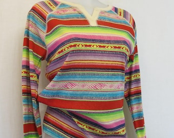 Ralph Lauren CHAPS Cotton T Shirt Stripe Southwest Medium NWOT