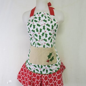 Weihnachtsschürze Holly Baumwollschürze