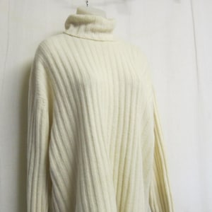 White Angora Turtleneck Sweater Casual Corner XL Ribbed Knit