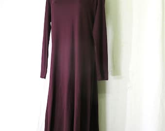 Baumwolle Nachthemd Langarm Burgund T-Shirt Hauskleid