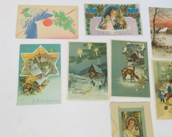 Cartoline di Natale antiche Cartoline morte inutilizzate 8 carte 1890 in rilievo