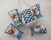 Saki Set Mid Century Japanese Saki Bottle and Cups Imari