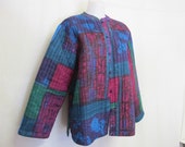 Quilted Boho Jacket Artisan OOAK Peasant Jacket Tapestry Large