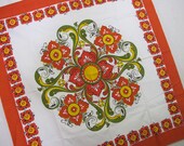 Mid Century Nordic Cotton Tablecloth Farmhouse Swedish Floral tablecloth Fall Colors Scandinavian
