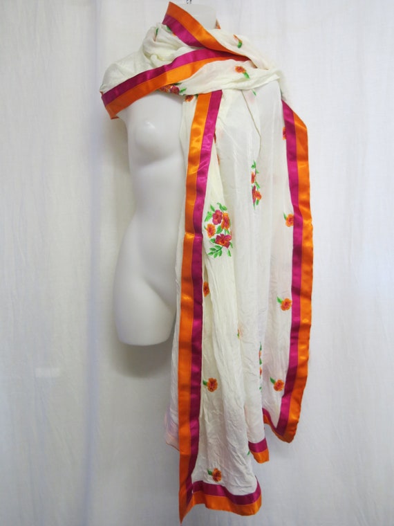Silk Chiffon Shawl Embroidered Shawl Embroidered … - image 6