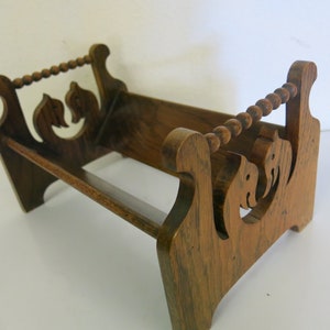 Vintage Handmade Oak Book Holder: Arts and Crafts Library Shelf