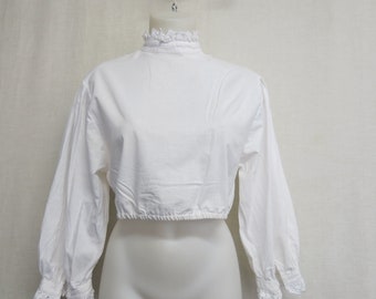 Victorian Style Blouse Cotton Crochet Blouse High neck Puff Sleeves  Hess Frackman
