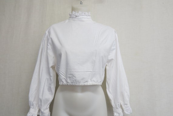 Victorian Style Blouse Cotton Crochet Blouse High… - image 1