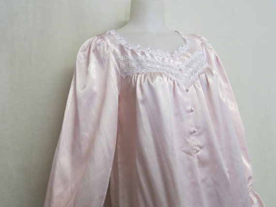 Old Fashioned Satin Nightgown Victorian Style Long