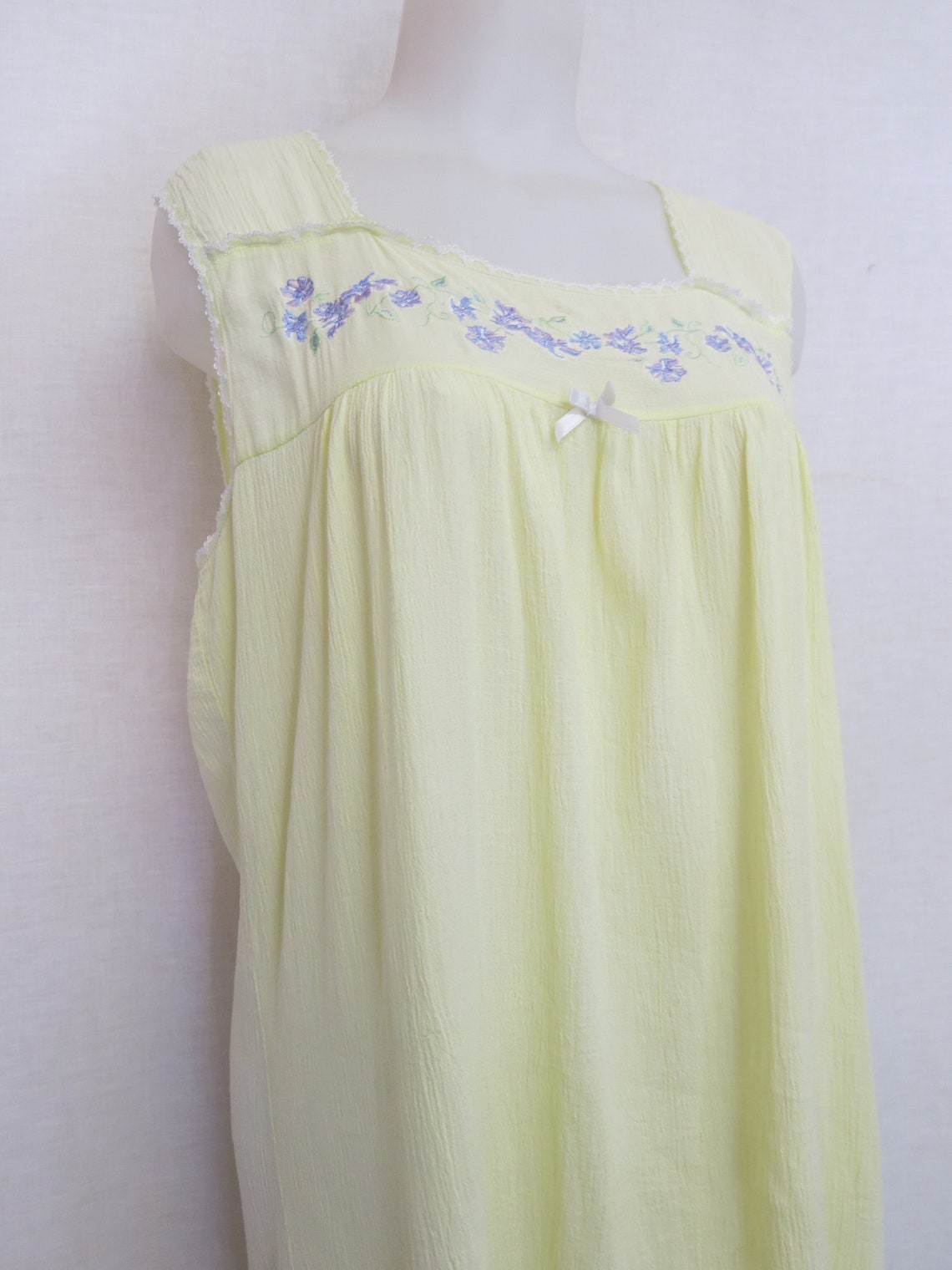Cotton Gauze Nightgown Cotton Nightgown Pale Yellow Nightgown Etsy