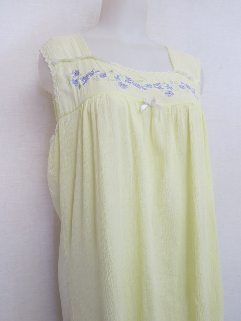 Cotton Gauze Nightgown Cotton Nightgown Pale Yellow Nightgown S/M image 3