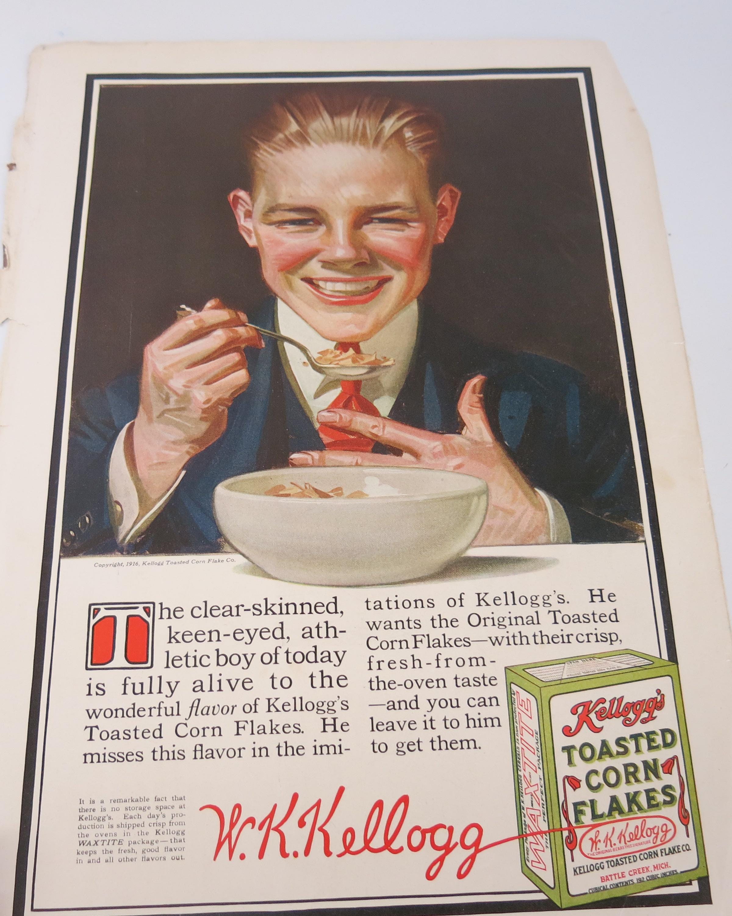 Vintage 1916 Kellogg's Corn Flakes JC Leyendecker Magazine Print