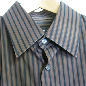 Hugo Boss Shirt Dress Cotton Dress Black and Brown Stripe Designer Shirt NWOT