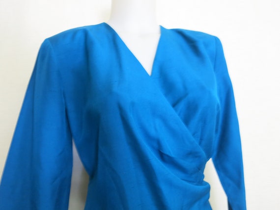 Albert Nipon Boutique Silk Blouse Royal Blue Blou… - image 4