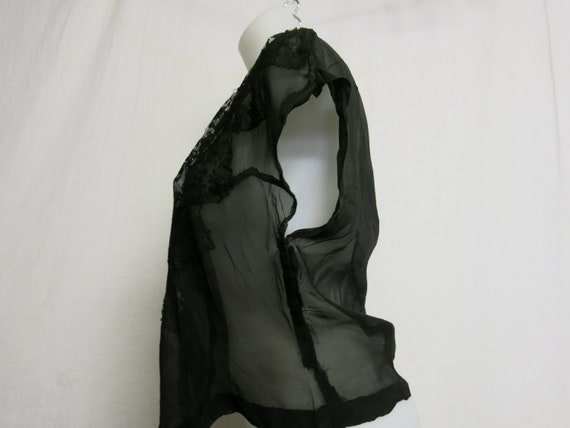 1930s Black Lace Blouse: Sheer Silk Dark Academia… - image 6