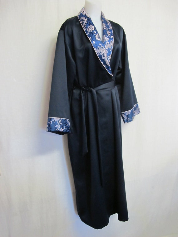 Vintage Satin Robe Brocade Robe Full Length Kimono