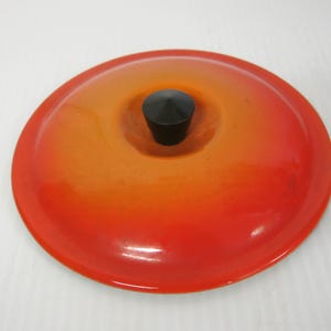 Vintage Le Creuset Flame Orange Enameled Cast Iron Lid 6.5" Replacement Lid Only Mid-Century