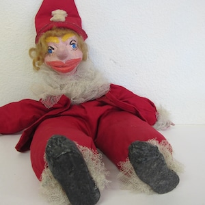 Haunted Clown Doll Mid Century Folk Art Doll Vintage Creepy Paper Mache
