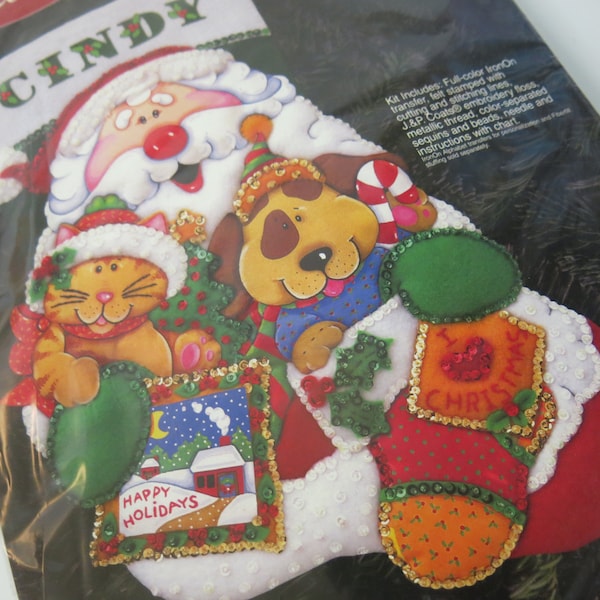 Christmas stocking kit NEW sealed JP Coates Santa's Pals 28134 Joan Elliot