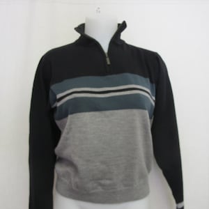 Merino Wool Minimalist Zipper Front Sweater Stripe Turtleneck Sweater Callaway