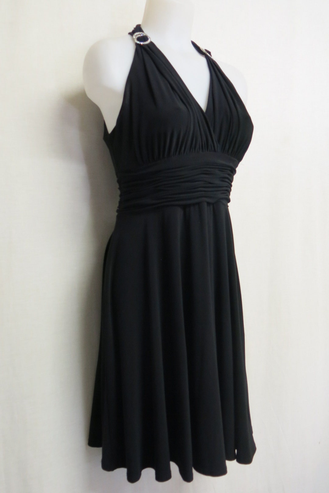 Halter Black Cocktail Dress: Rhinestone Detail, Evan Picone, 8P - Etsy
