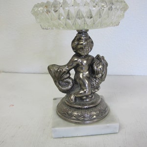 Pedestal Soap Dish Italian Marble Cherub on Dolphin