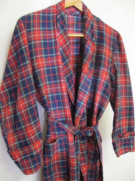 Mad Men Wool Plaid Robe 1950's Robe Mad Men Robe … - image 5