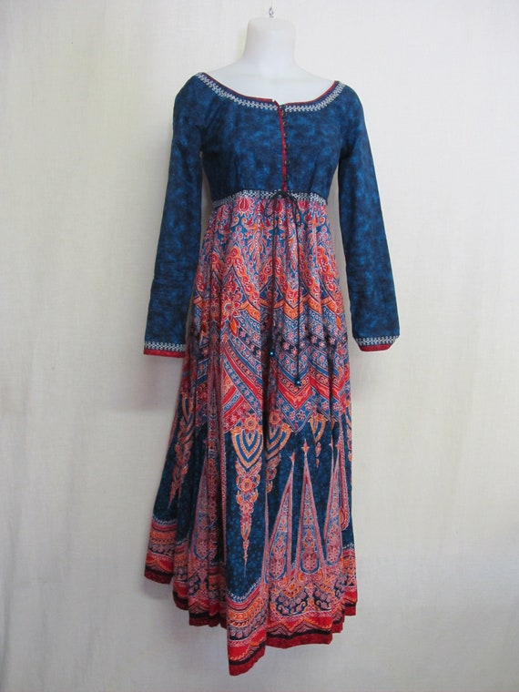 Hippie Dress Peasant Dress Cotton Bila Dress