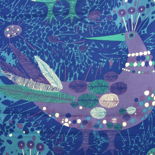 Stobo Swedish Fabric Psychedelic Birds Mid Century Modern Al and Lena Eklund