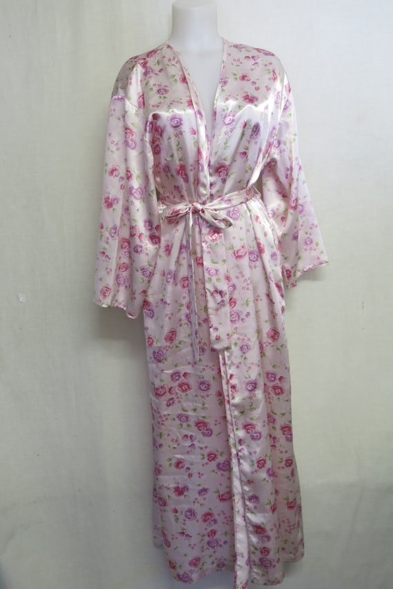 Oscar de la Renta Robe Floral Satin Robe Full len… - image 2