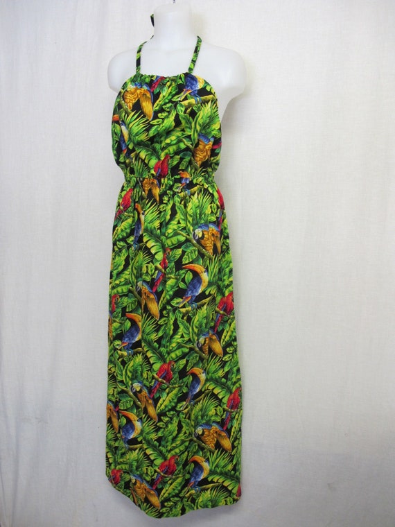Hawaiian Dress Sun Dress Halter Top Backless Flora