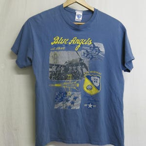 Vintage Blue Angels T Shirt USS Midway Large Rare