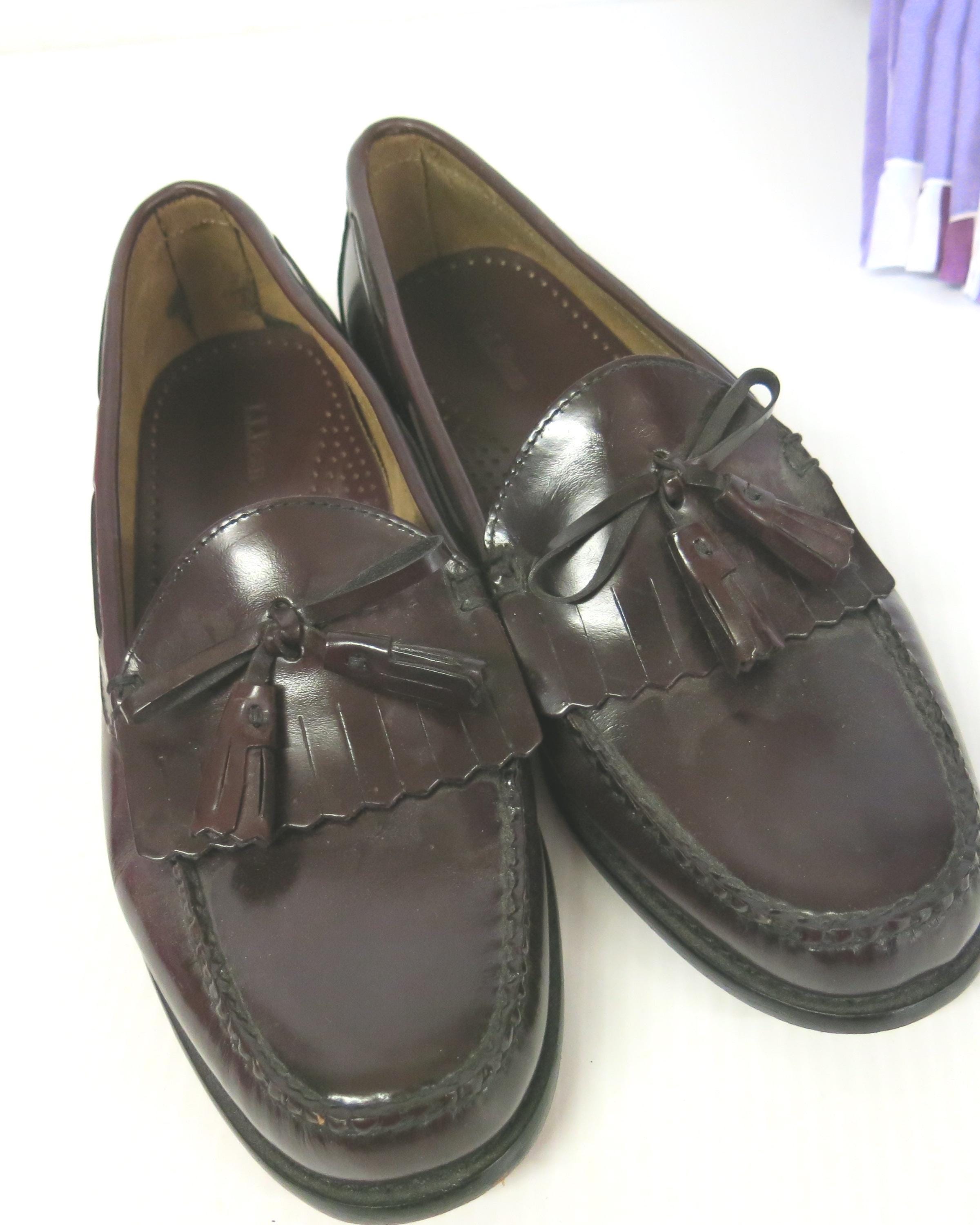 Bass Grammer Loafers Mens 9M Cordovan Oxblood Leather Kiltie Tassel Dress Shoes Tassel Loafers 9 Medium Nunn Bush Oxblood Kiltie Men main image 4