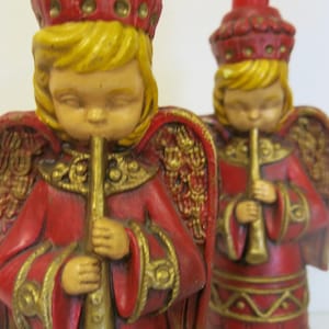 Plaster Angel Candle Holders Christmas Mid Century Christmas Angels Set of 2