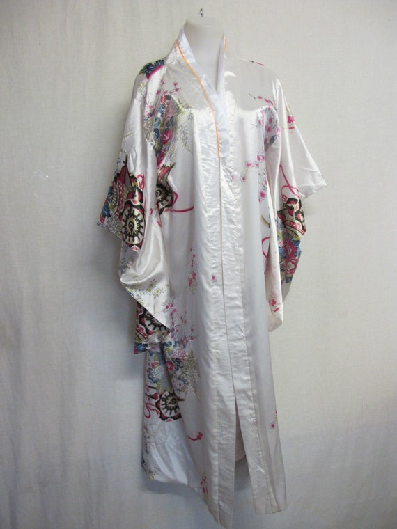 Japanese Silk Kimono Robe 1980's Robe Floral Robe