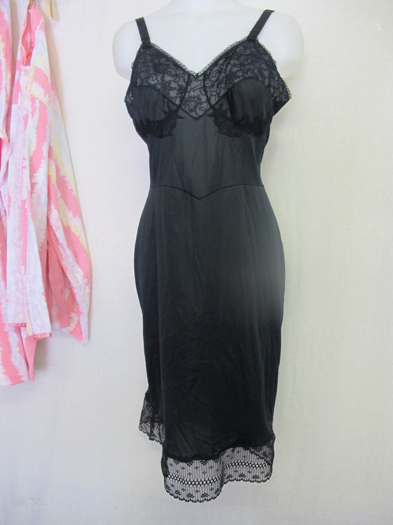Mad Men Black Slip 1960s Slip Pin up Slip Goth Slip 36