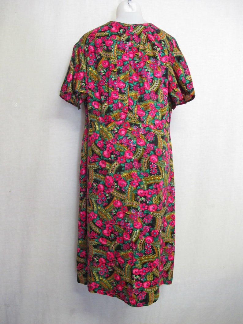 Hawaiian Muumuu Cotton Kaftan House Dress XL Crepe Barkcloth