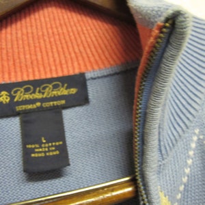 Argyle Pullover Sweater Brooks Brothers Retro Sweater Zipper Pima Cotton image 5