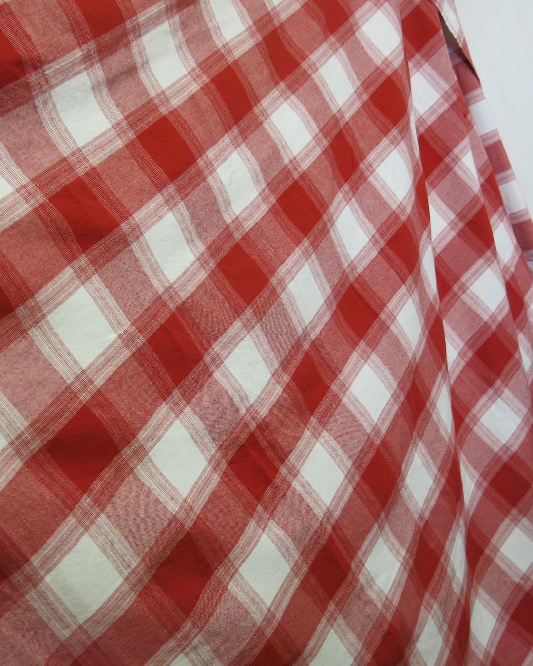 Vintage Red Checked Cotton Tablecloth Picnic 83